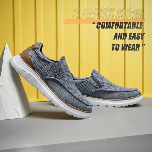 〽️Men\'s Closed Toe Loafers Gray Sneakers Pull-On Walking Comfort Casual Shoes main image 5